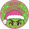 Christmas Monster 12" Wreath Sign Centerpiece, Flat Round Metal Plate - For Craft Accents, Floral Arrangements, and Decorations (Elf - Pink, Lime Green)
